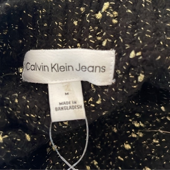 Brand : Calvin Klein black with gold speckled thread sweater polymers blend NWT - Picture 8 of 9